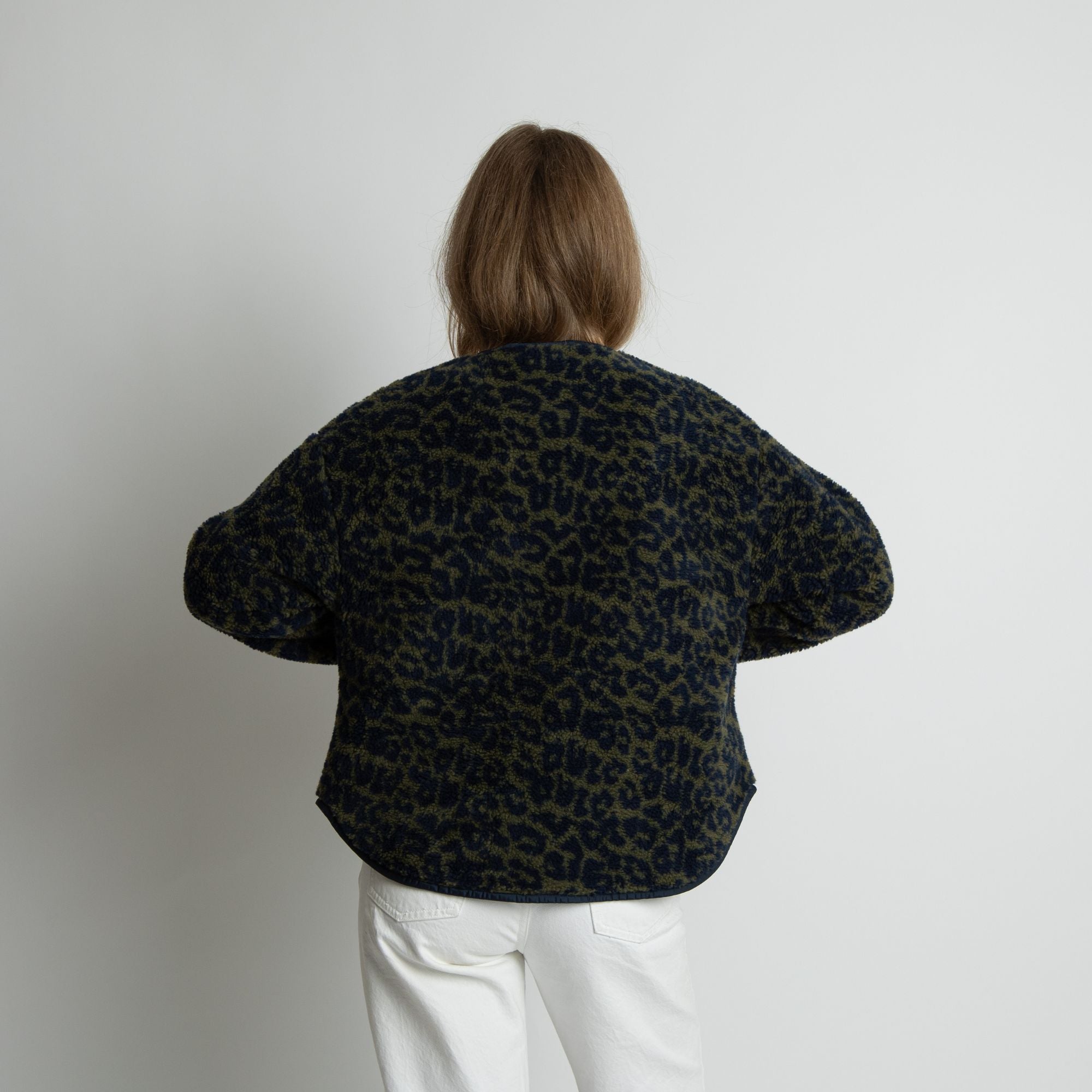 Teddy Fleece Jacket - leo splashes navy/olive - VIVI MARI