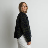 Teddy Fleece Jacket - leo splashes navy/olive - VIVI MARI