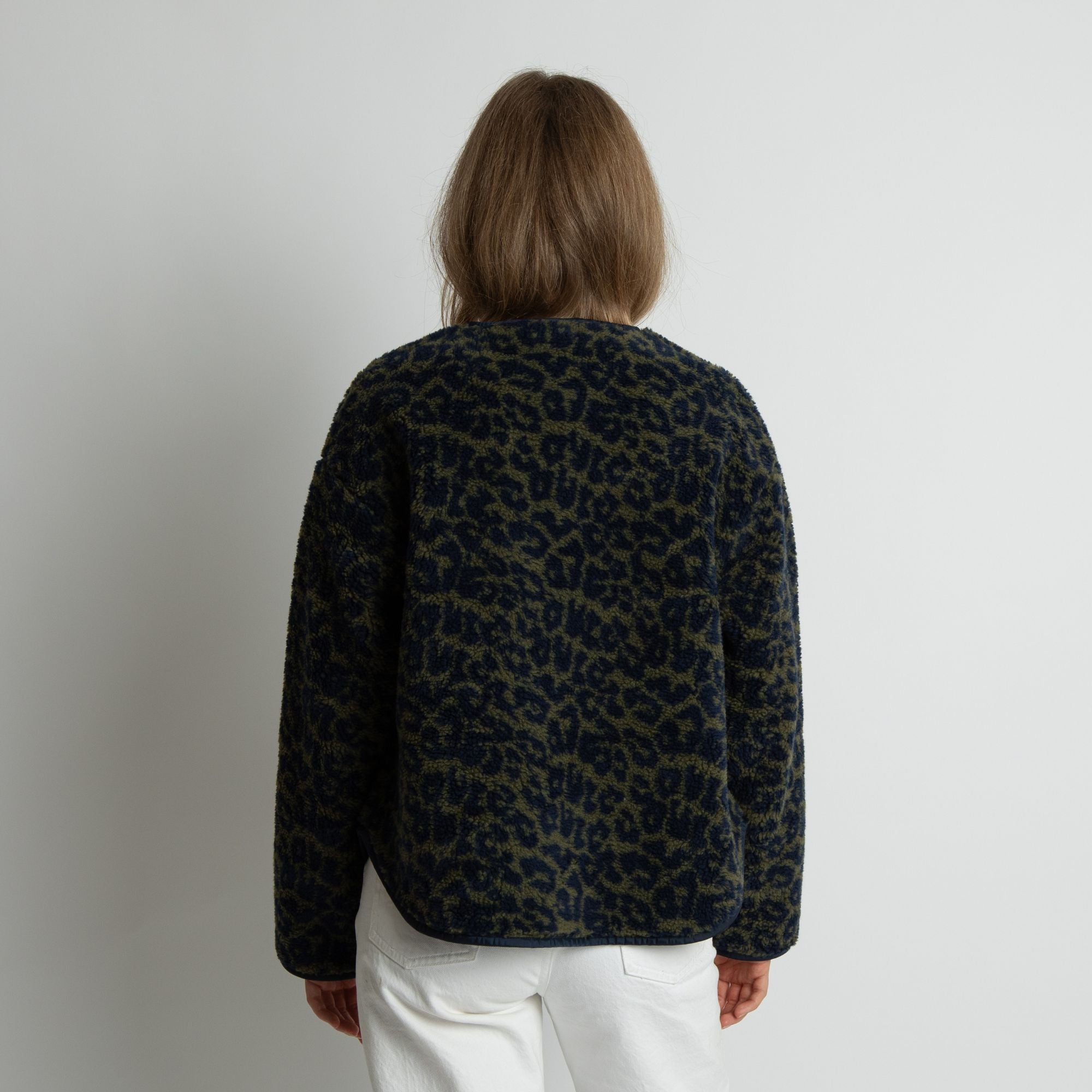 Teddy Fleece Jacket - leo splashes navy/olive - VIVI MARI