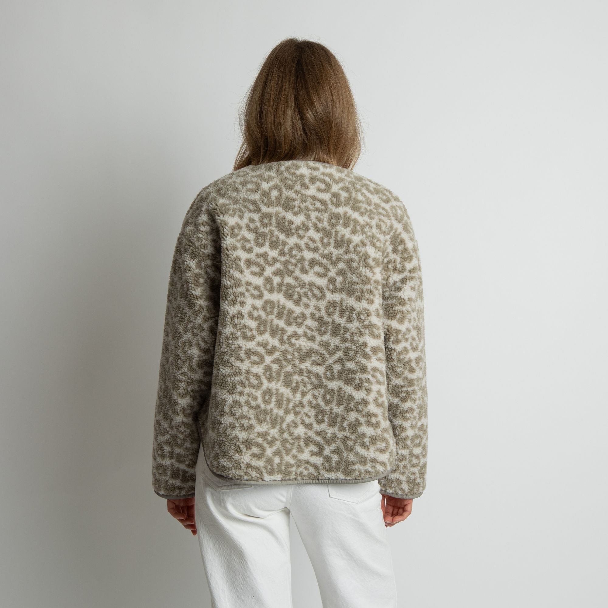 Teddy Fleece Jacket - leo splashes stone/sand - VIVI MARI