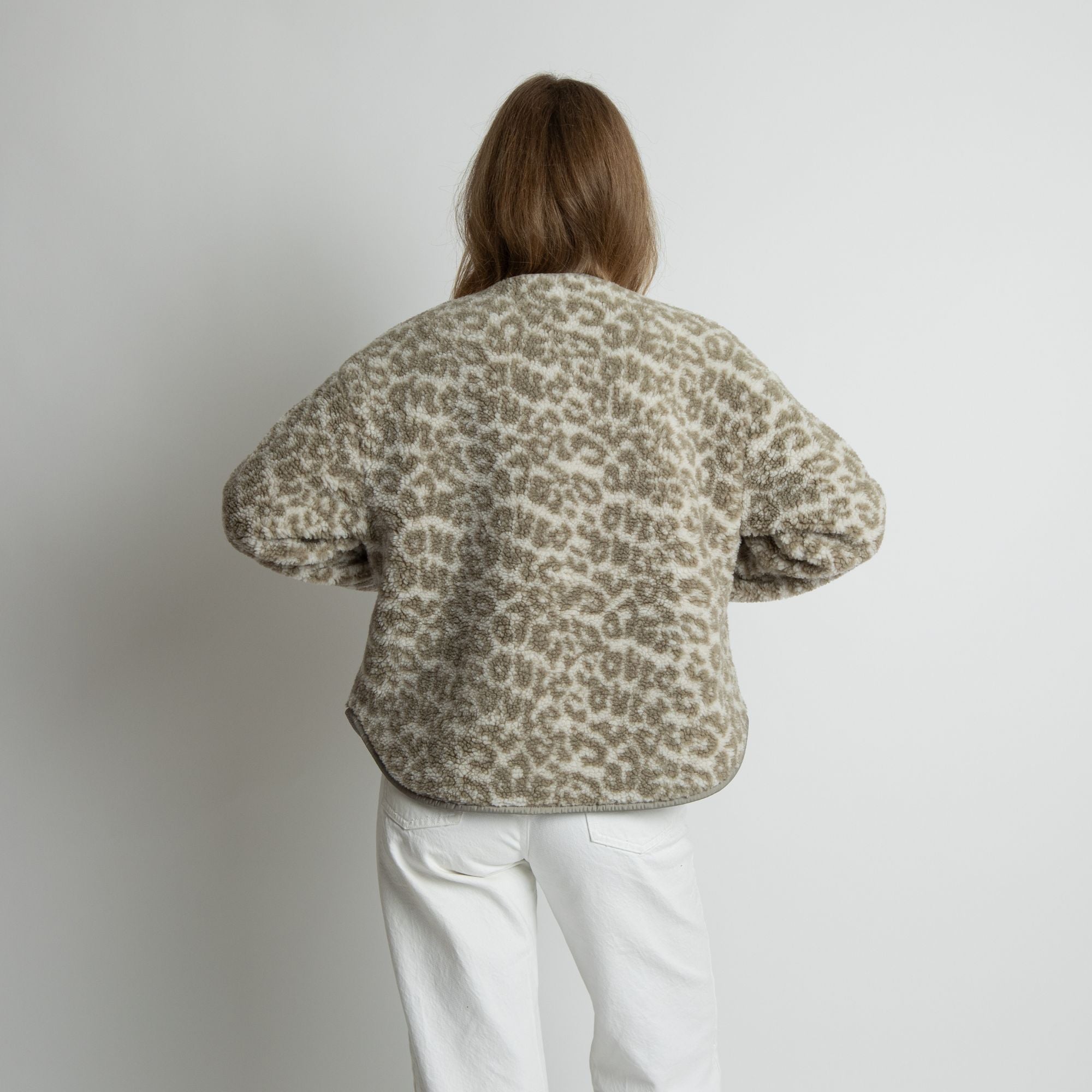 Teddy Fleece Jacket - leo splashes stone/sand - VIVI MARI