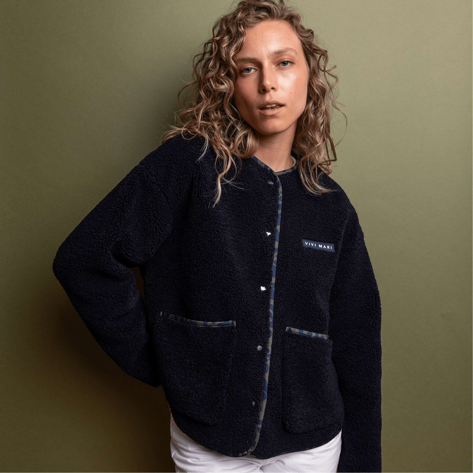 Teddy Fleece Jacket - navy - VIVI MARI