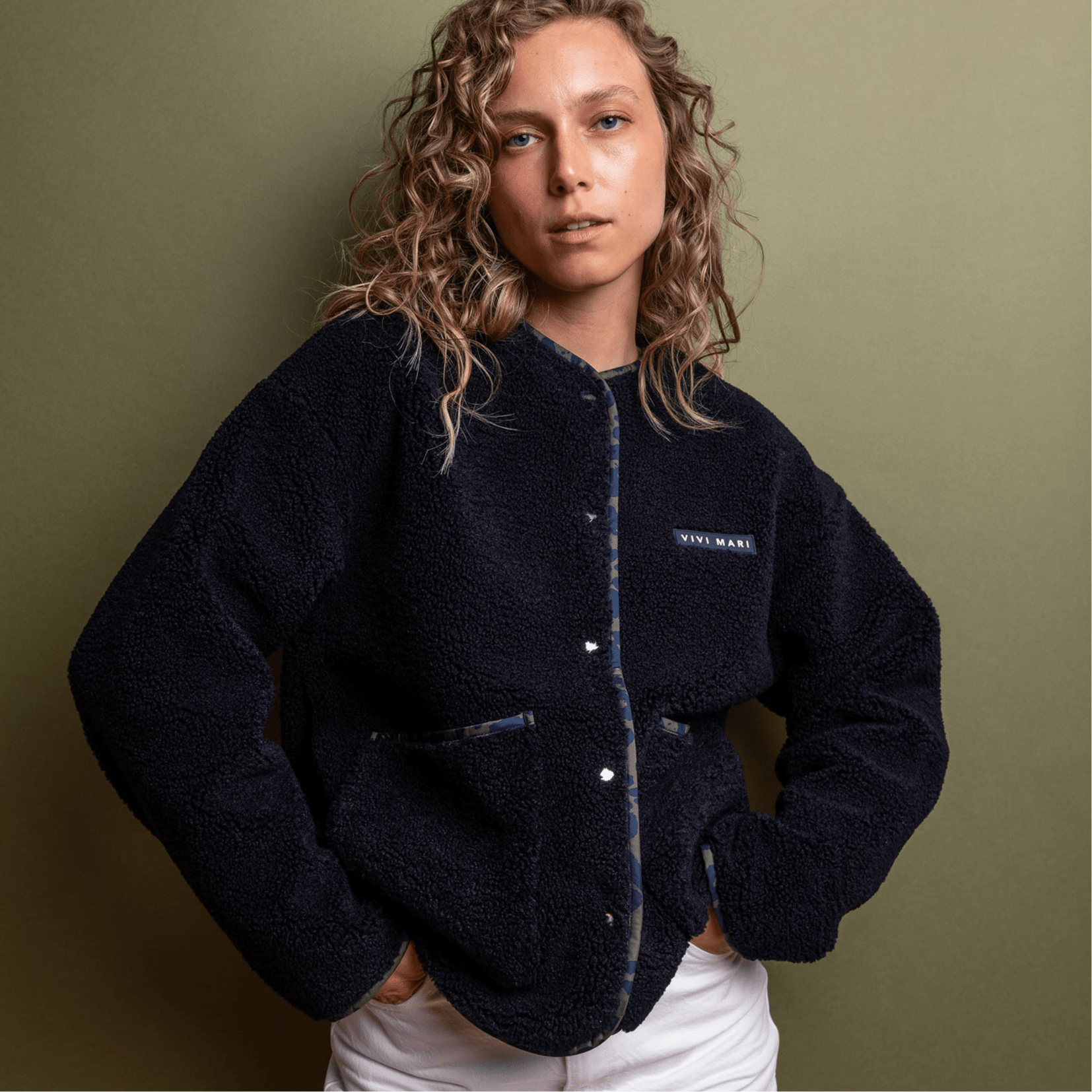 Teddy Fleece Jacket - navy - VIVI MARI