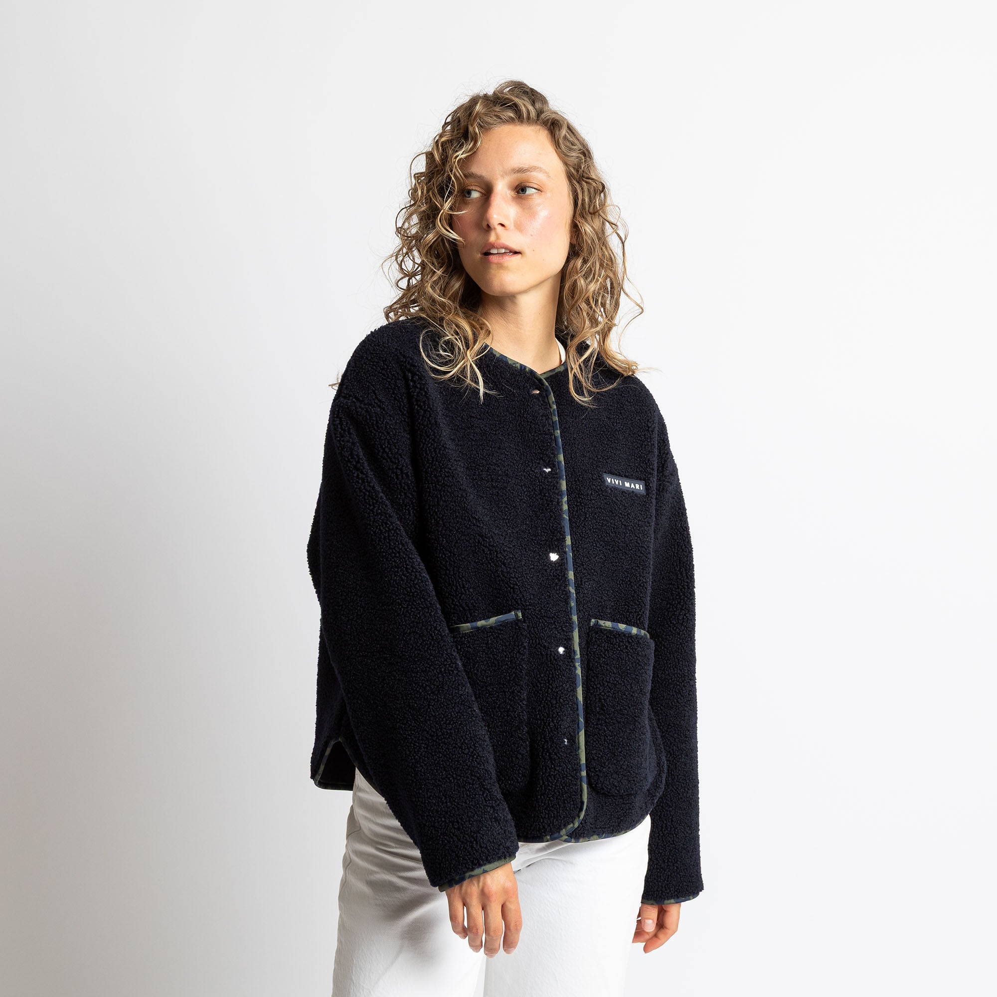 Teddy Fleece Jacket - navy - VIVI MARI