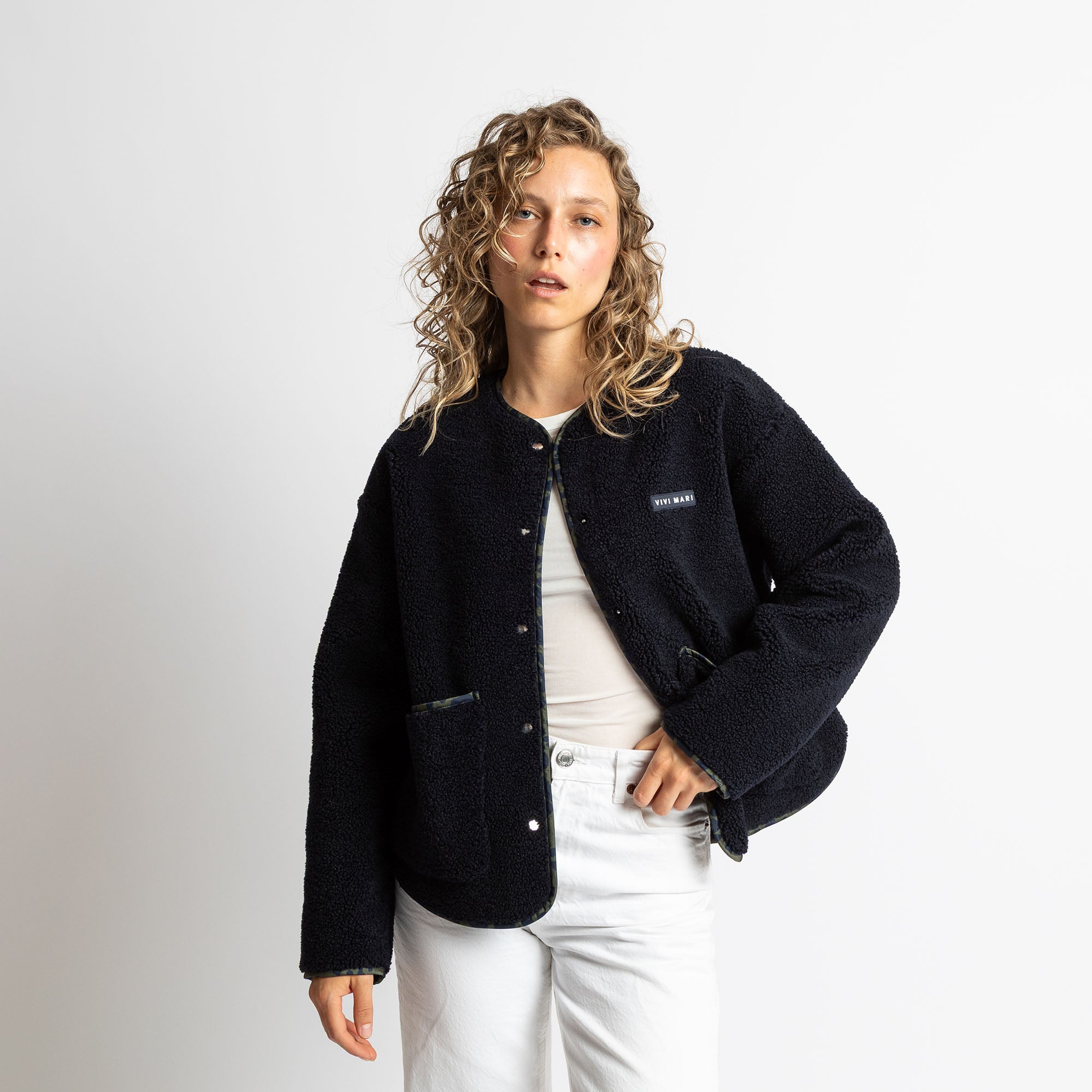 Teddy Fleece Jacket - navy - VIVI MARI