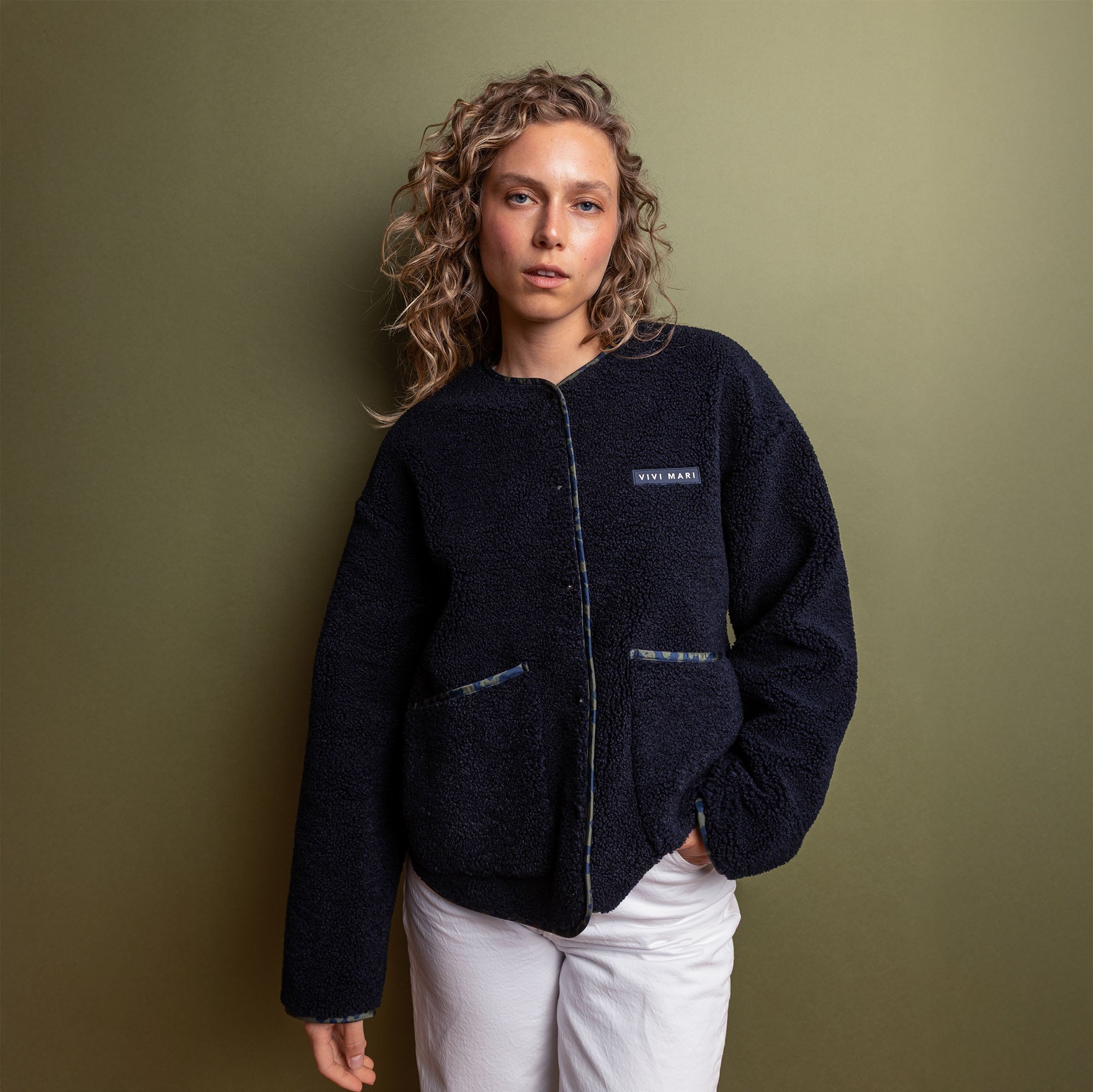 Teddy Fleece Jacket - navy - VIVI MARI