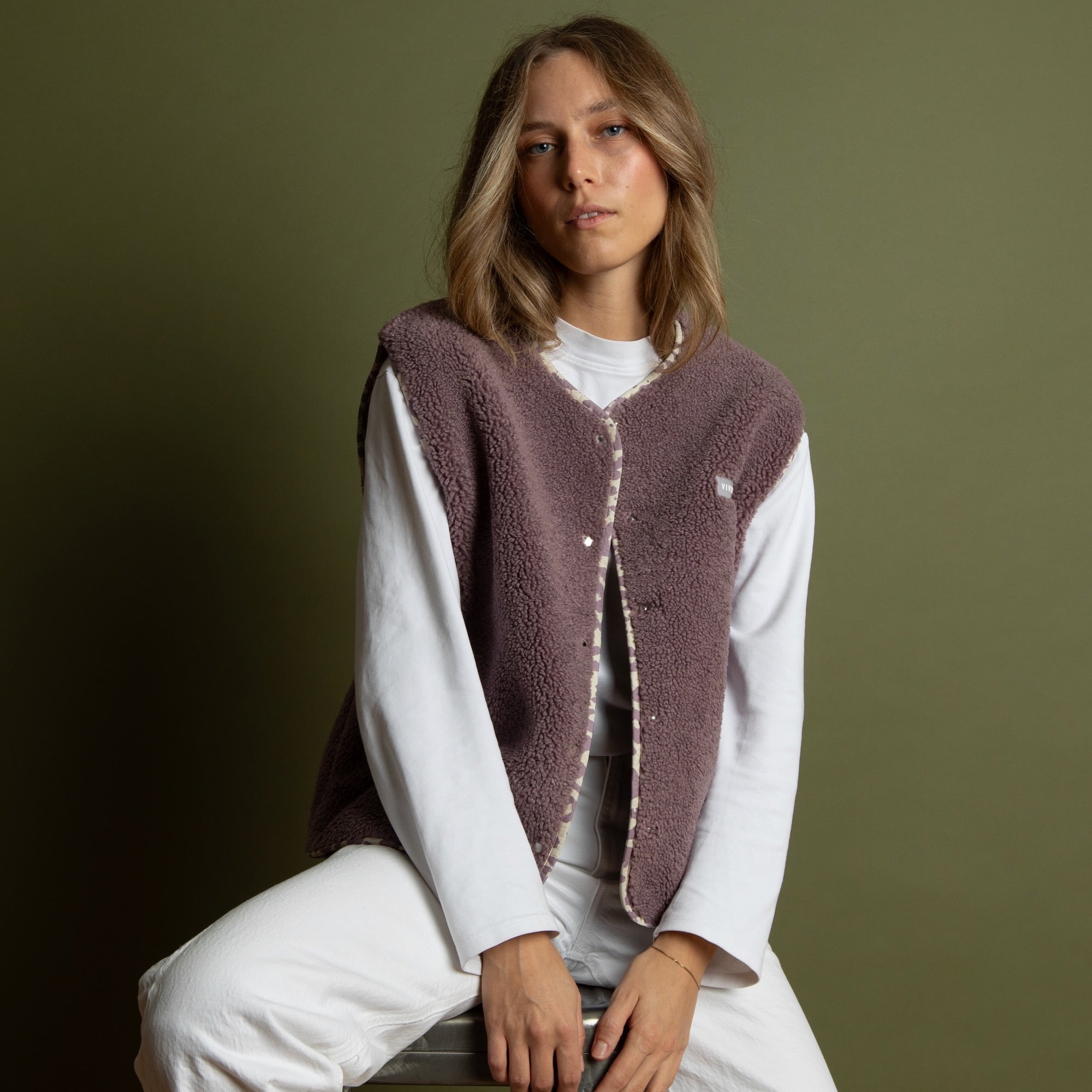 Teddy Fleece Vest - ash plum - VIVI MARI