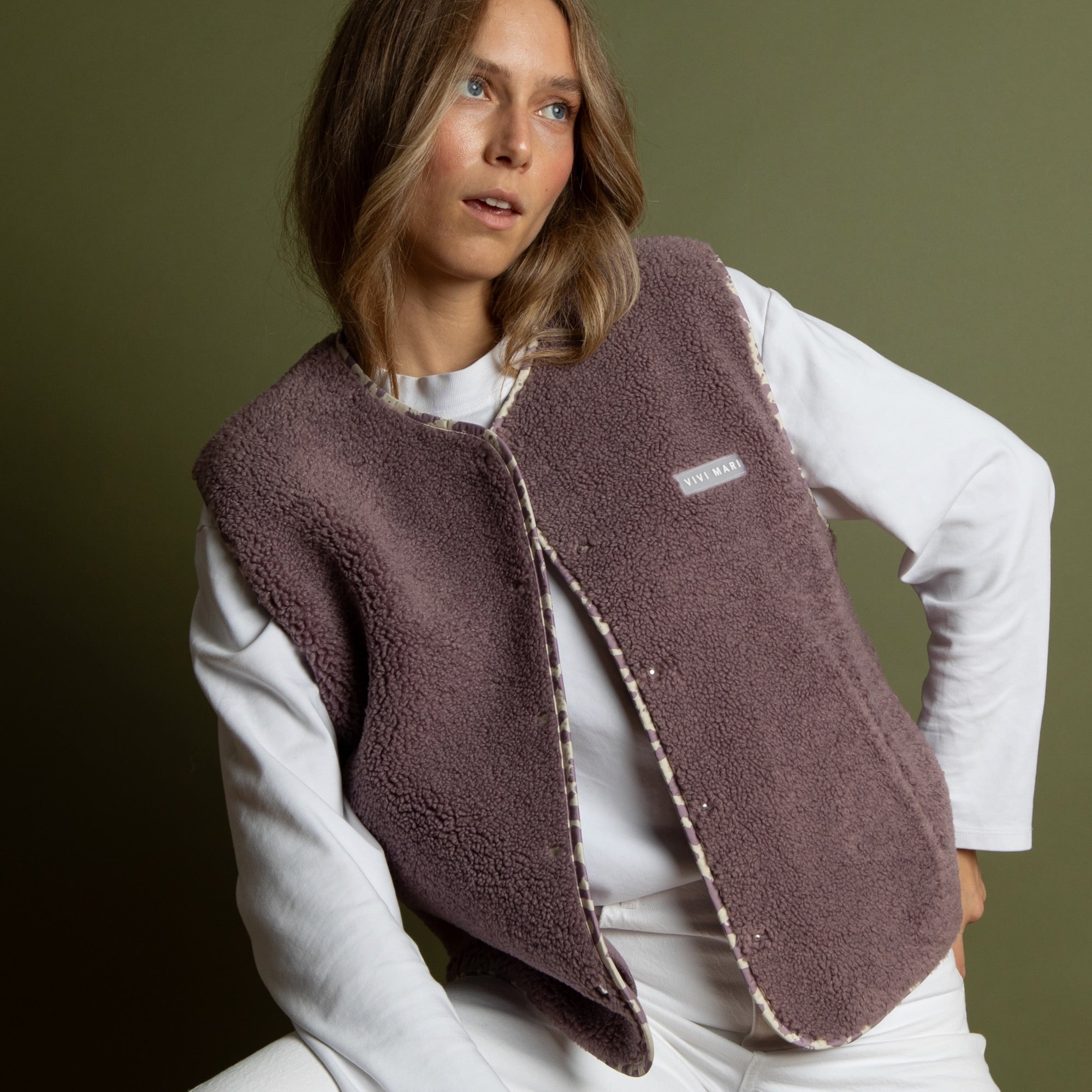 Teddy Fleece Vest - ash plum - VIVI MARI