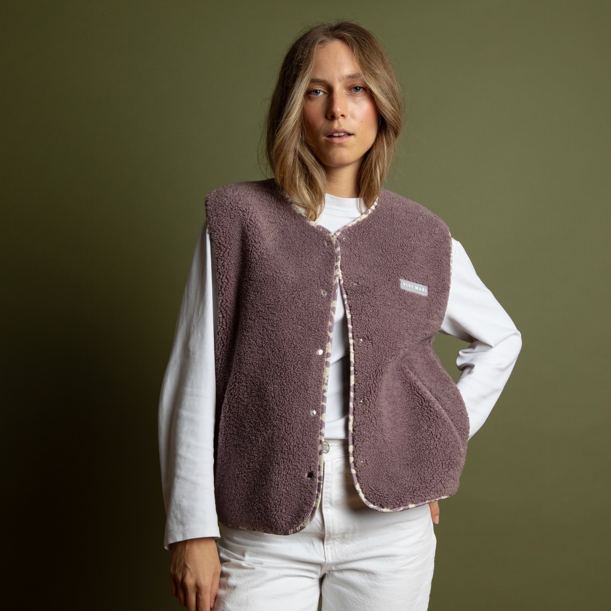 Teddy Fleece Vest - ash plum - VIVI MARI