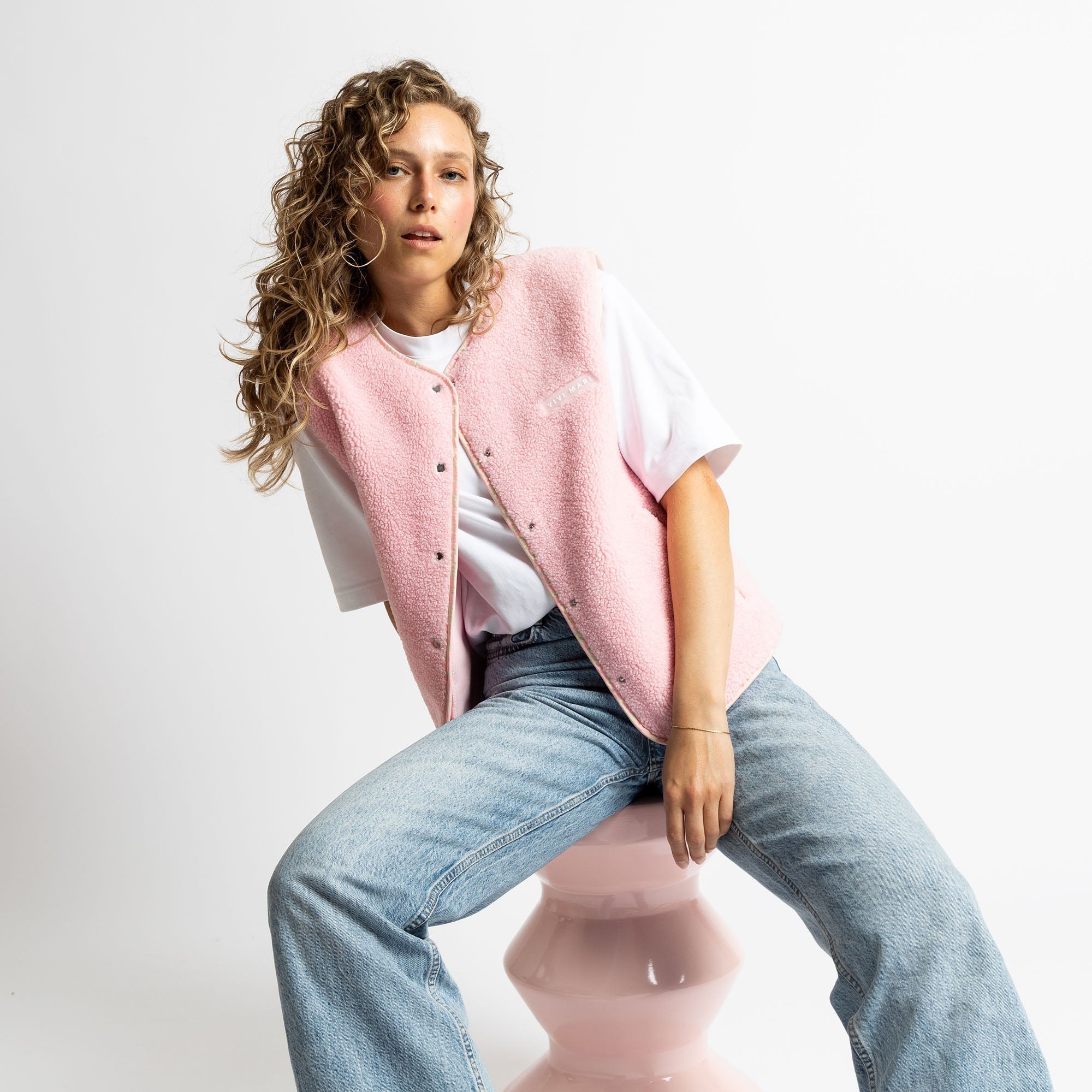 Teddy Fleece Vest - candy pale pink - VIVI MARI