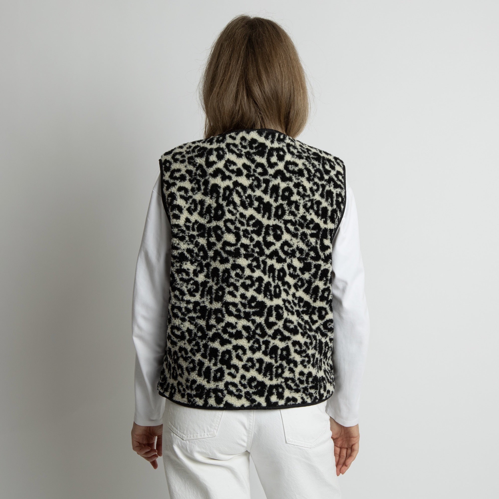 Teddy Fleece Vest - leo splashes black/sand - VIVI MARI