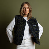 Teddy Fleece Vest - leo splashes navy/olive - VIVI MARI
