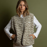 Teddy Fleece Vest - leo splashes stone/sand - VIVI MARI