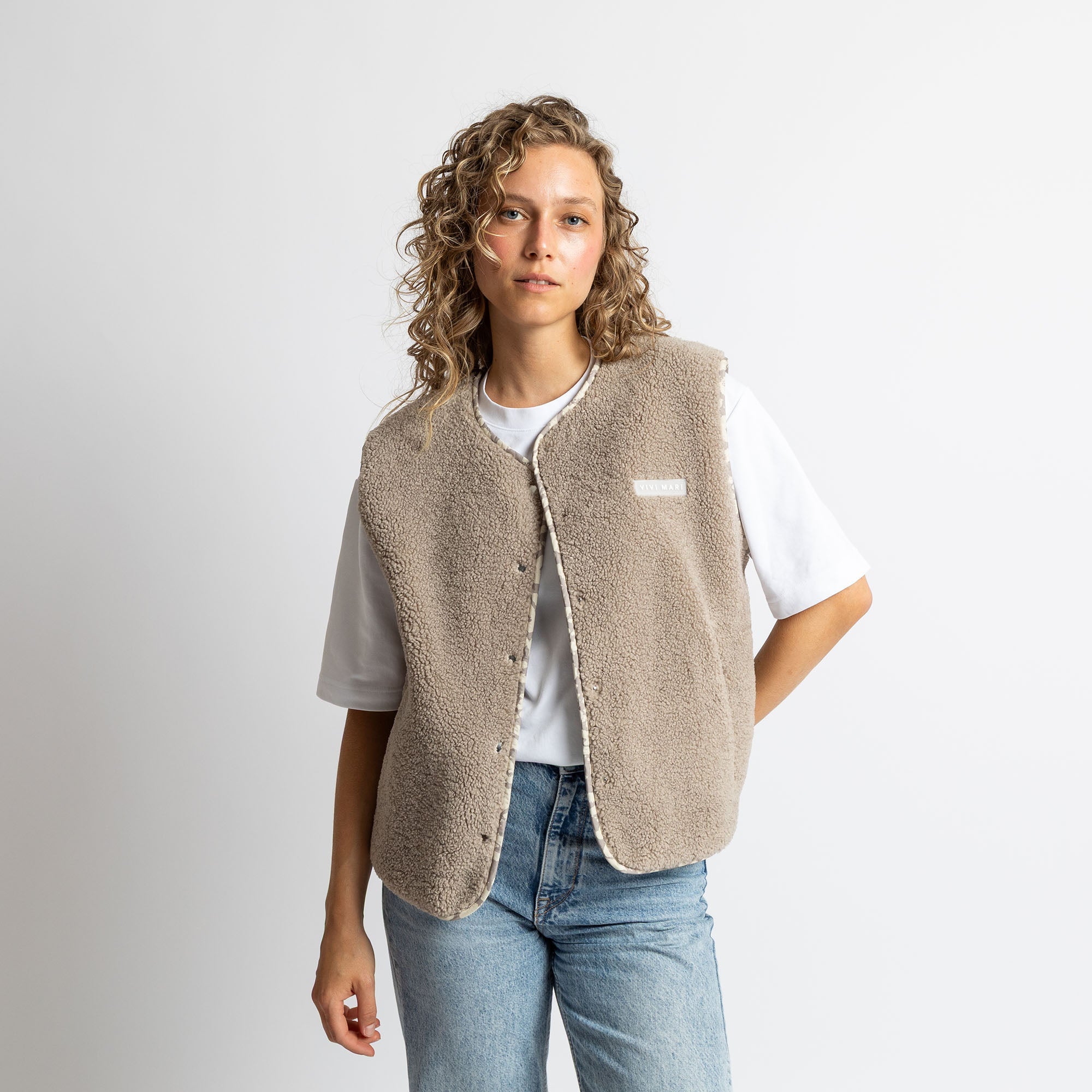Teddy Fleece Vest - mushroom - VIVI MARI