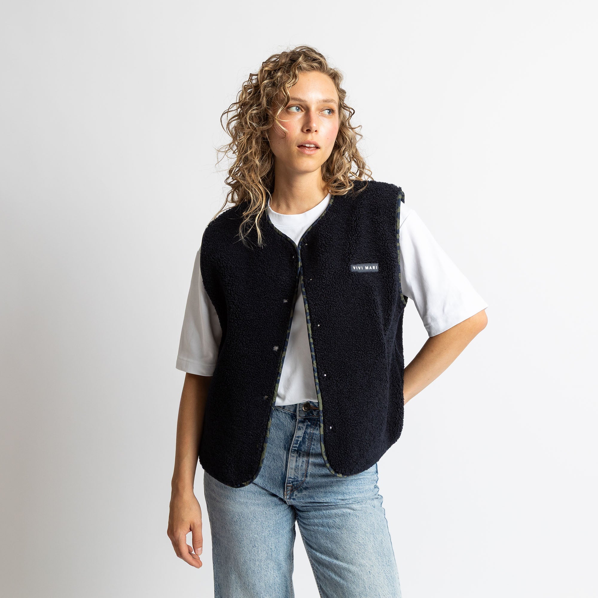 Teddy Fleece Vest - navy - VIVI MARI