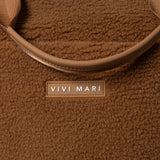 Teddy Tote Bag large + strap basic woven slim - caramel - VIVI MARI