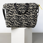 Teddy Tote Bag large + strap basic woven slim - leo splashes black/sand - VIVI MARI