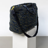 Teddy Tote Bag large + strap basic woven slim - leo splashes navy/olive - VIVI MARI