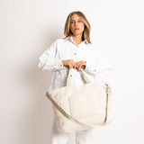 Teddy Tote Bag large + strap basic woven slim - sand - VIVI MARI