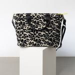 Teddy Tote Bag medium + strap basic woven slim - leo splashes black/sand - VIVI MARI