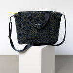 Teddy Tote Bag medium + strap basic woven slim - leo splashes navy/olive - VIVI MARI