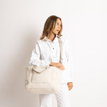 Teddy Tote Bag medium + strap basic woven slim - sand - VIVI MARI