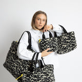 Teddy Tote Bag small + strap basic woven slim - leo splashes black/sand - VIVI MARI