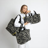 Teddy Tote Bag small + strap basic woven slim - leo splashes black/sand - VIVI MARI