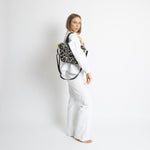 Teddy Tote Bag small + strap basic woven slim - leo splashes black/sand - VIVI MARI