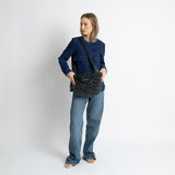 Teddy Tote Bag small + strap basic woven slim - leo splashes navy/olive - VIVI MARI