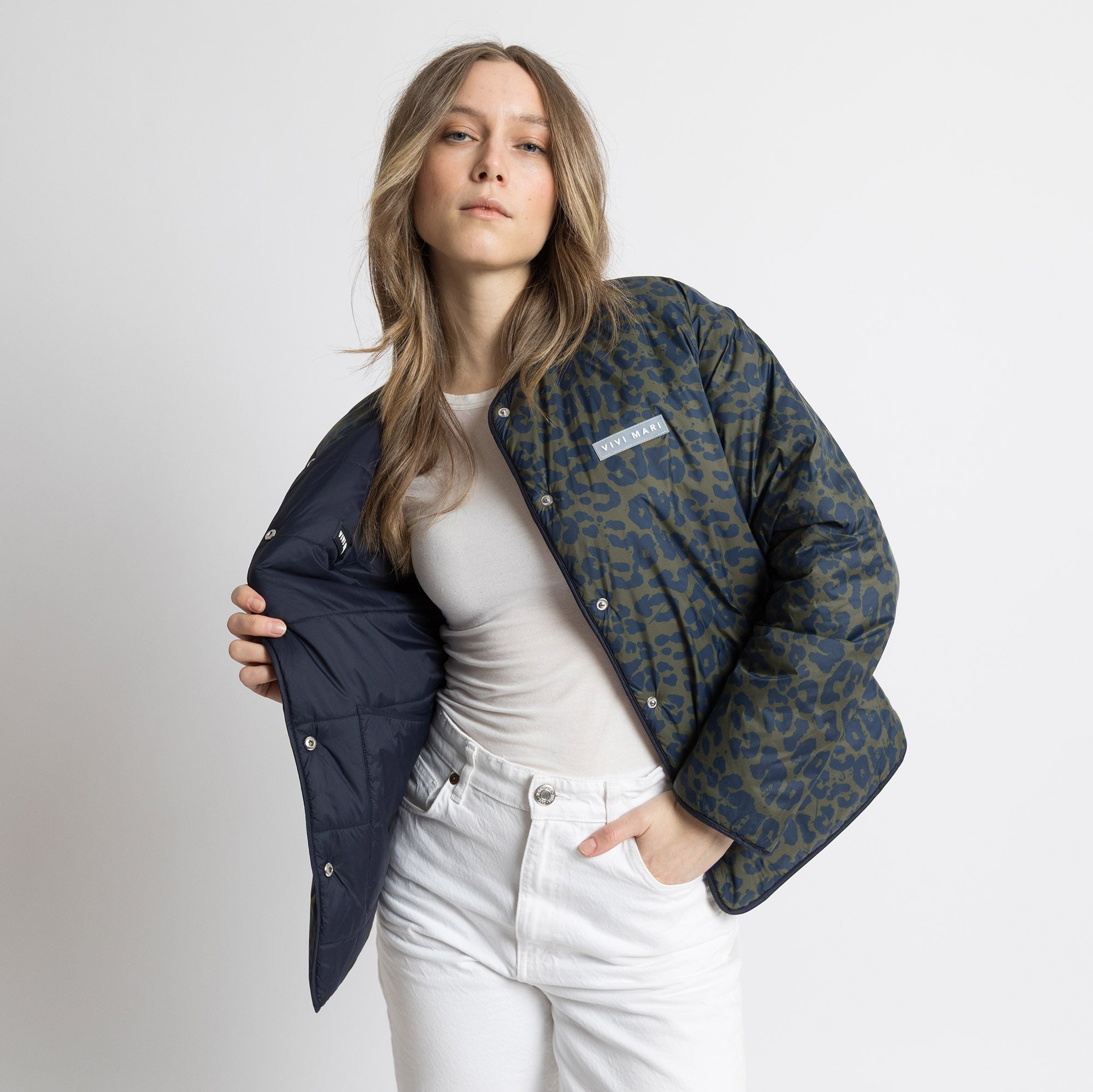 Ultra Light Puffer Jacket navy/leo navy - olive - VIVI MARI