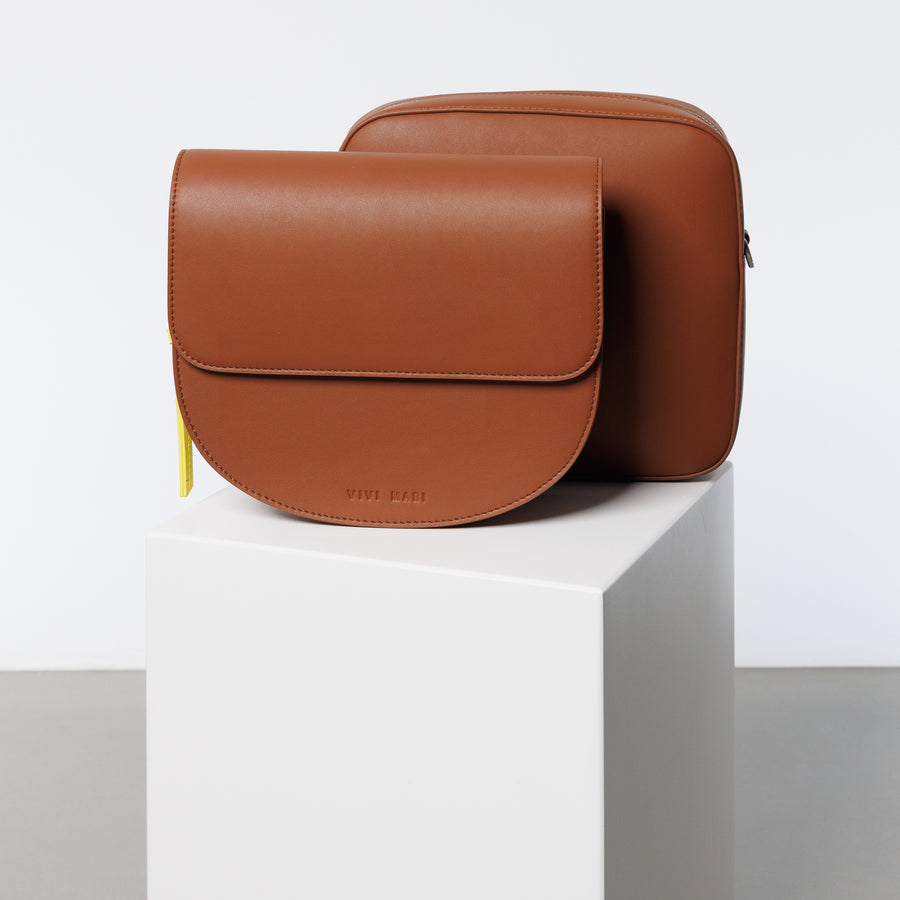 halfmoon bag + strap basic belt - tan