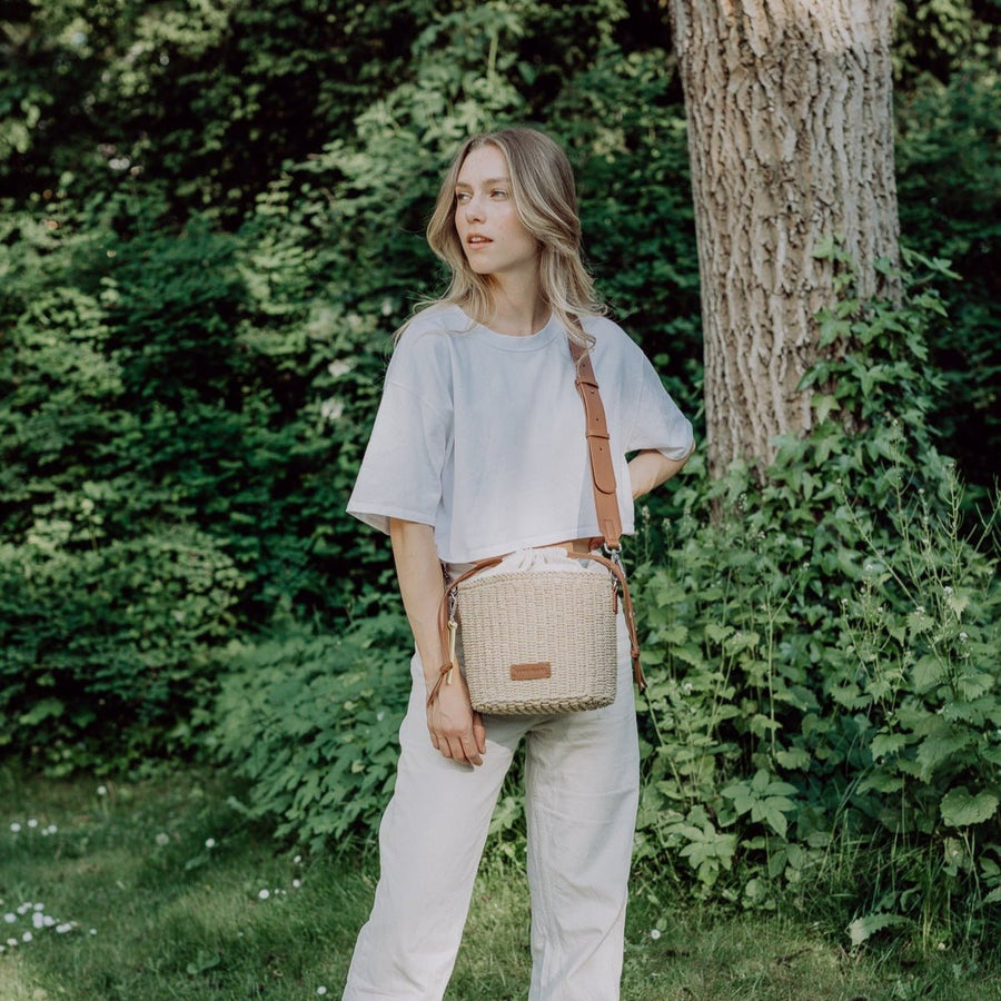 Bucket Bag Straw - tan - VIVI MARI