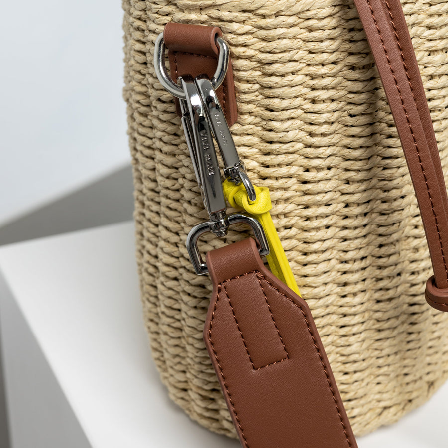 Bucket Bag Straw - tan - VIVI MARI
