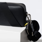 crossbody bag small + strap basic woven - black - VIVI MARI