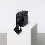crossbody bag small + strap basic woven - black - VIVI MARI