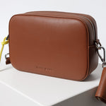 crossbody bag small + strap basic woven - tan - VIVI MARI