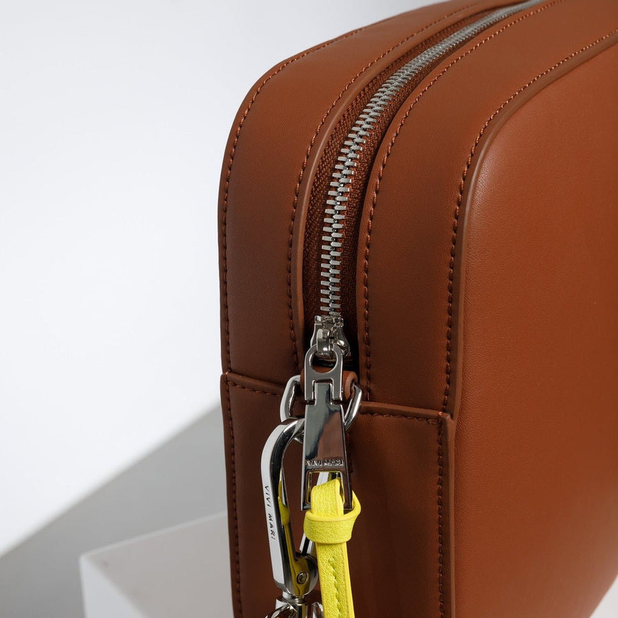 crossbody bag + strap basic woven - tan - VIVI MARI