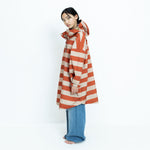 Kids Raincoat bold stripes cinnamon/latte - VIVI MARI