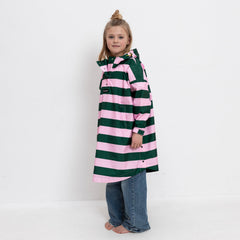 Kids Raincoat bold stripes green/rosé - VIVI MARI