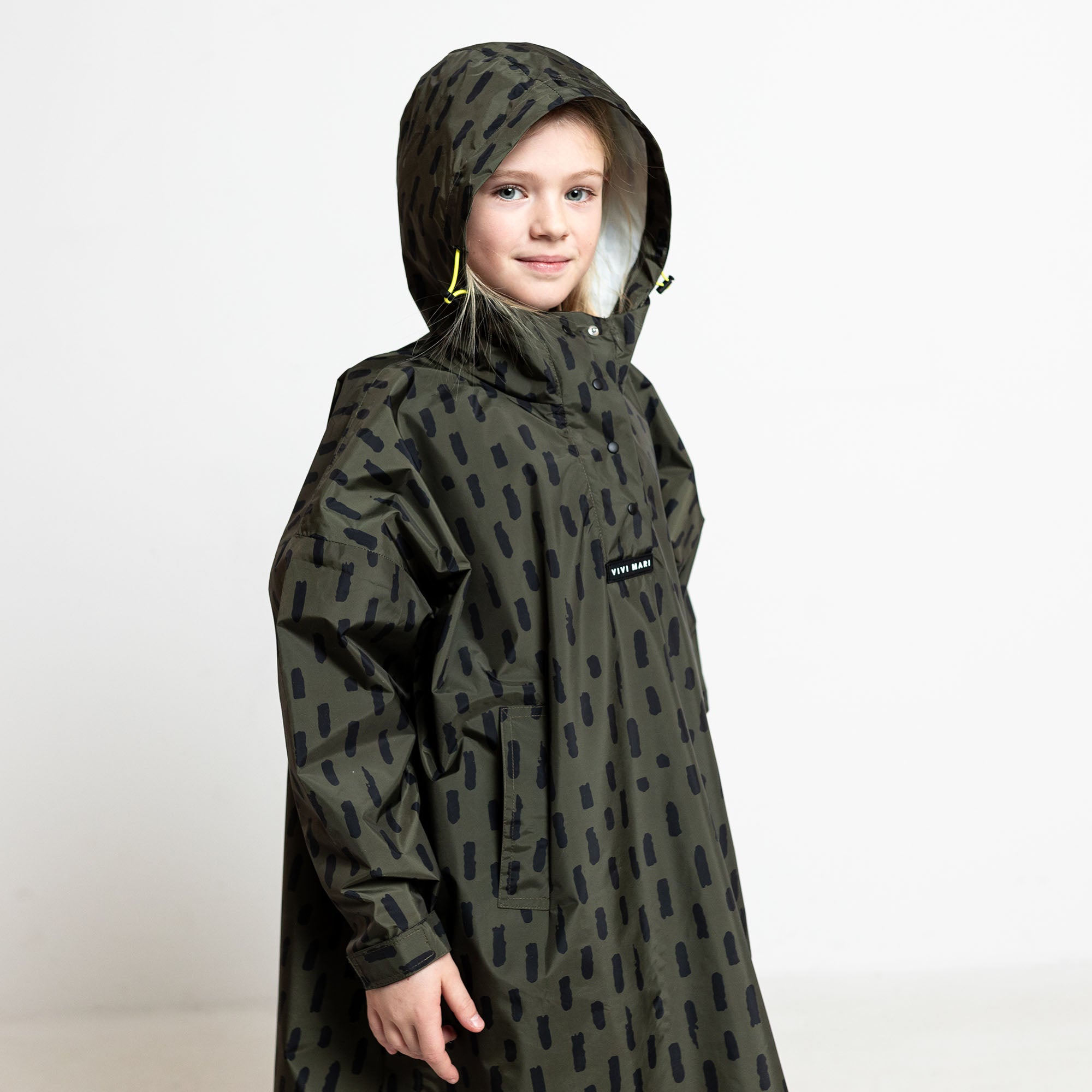 Kids Raincoat drops olive/black - VIVI MARI