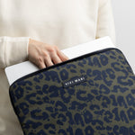 Padded Laptop Sleeve 13"/14" - leo splashes navy/olive - VIVI MARI