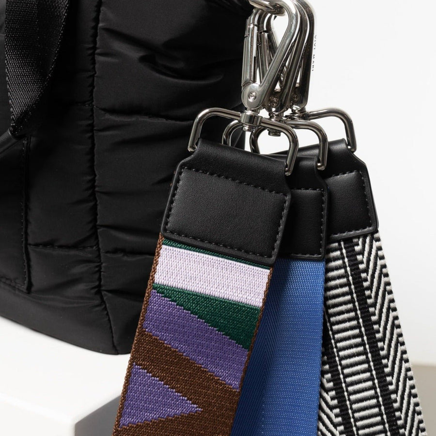 padded tote bag large + strap basic woven slim - black - VIVI MARI