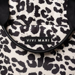 padded tote bag large + strap basic woven slim - leo splashes black/sand - VIVI MARI