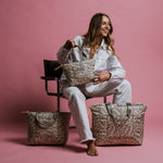 padded tote bag large + strap basic woven slim - leo splashes grey/sand - VIVI MARI