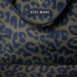 padded tote bag large + strap basic woven slim - leo splashes navy/olive - VIVI MARI