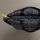 padded tote bag large + strap basic woven slim - leo splashes navy/olive - VIVI MARI