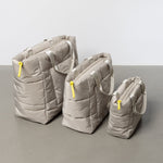padded tote bag large + strap basic woven slim - stone - VIVI MARI