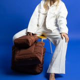 padded tote bag large + strap basic woven slim - tan - VIVI MARI