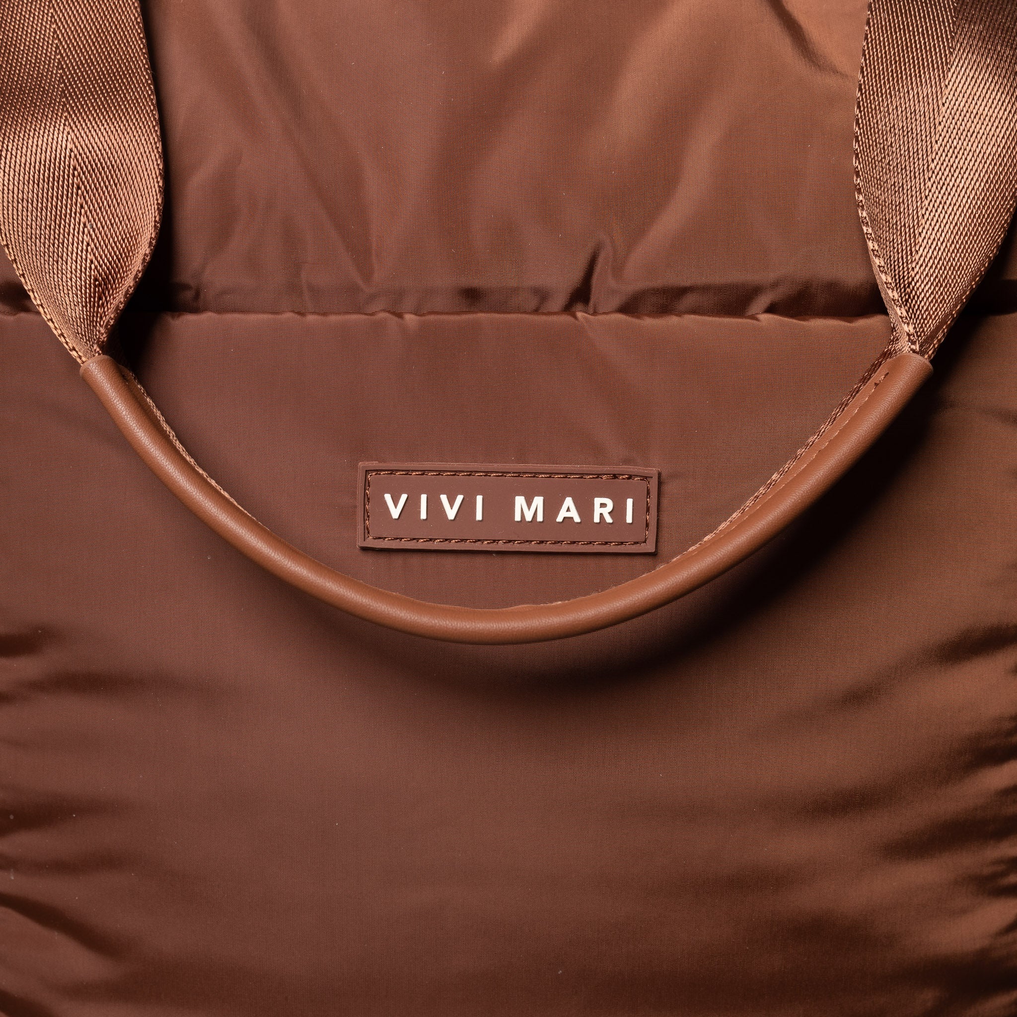 padded tote bag large + strap basic woven slim - tan - VIVI MARI